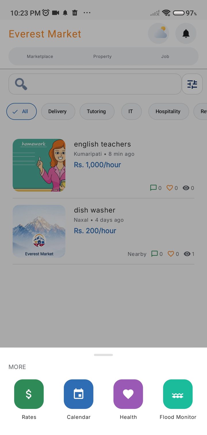 Everest Market app screenshot: More Services